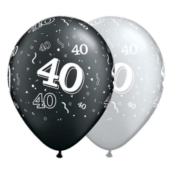Balony z nadrukiem cyfra 40 lat (czterdziestka) 5 szt
